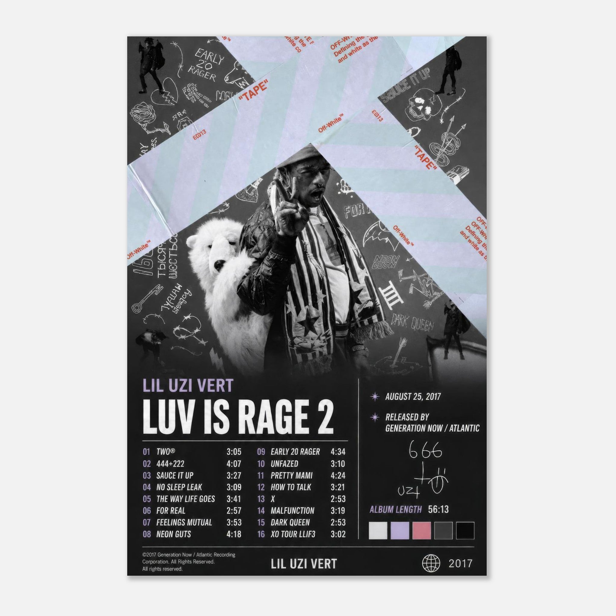 Luv Is Rage 2 poster framed in a bedroom