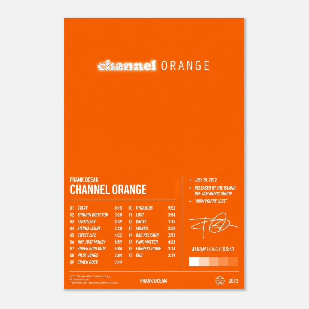 Channel Orange poster styled on a wall