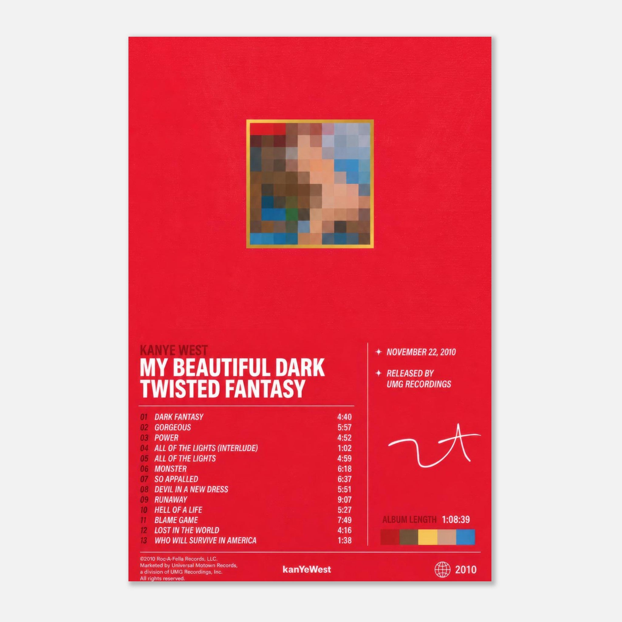 My Beautiful Dark Twisted Fantasy poster styled on a wall