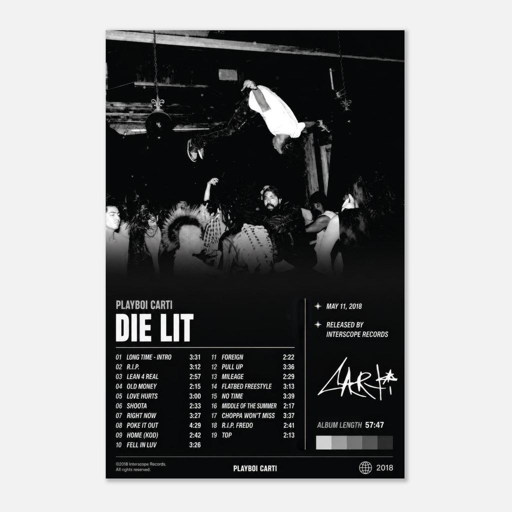 Die Lit poster framed in a bedroom