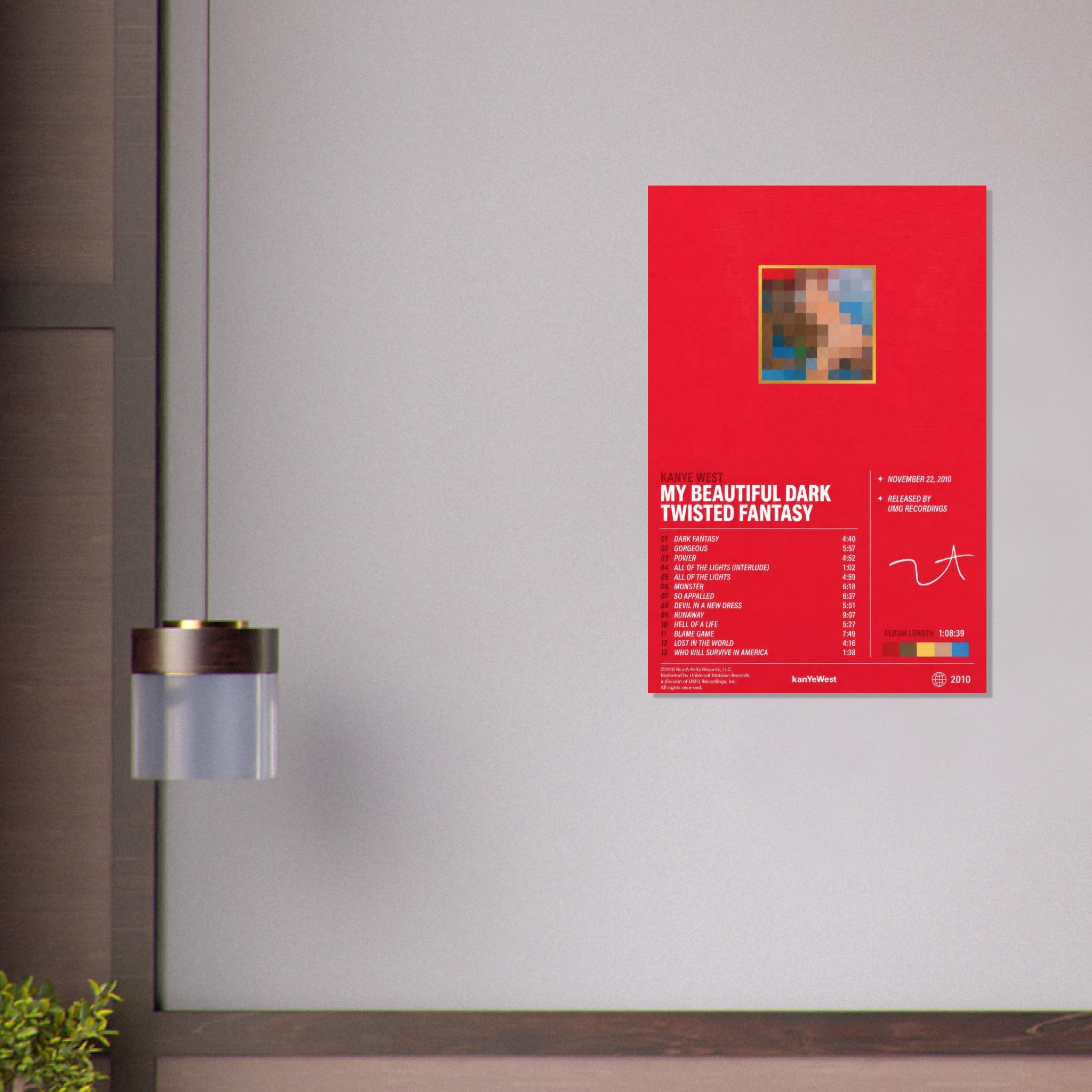 My Beautiful Dark Twisted Fantasy poster close-up print detail