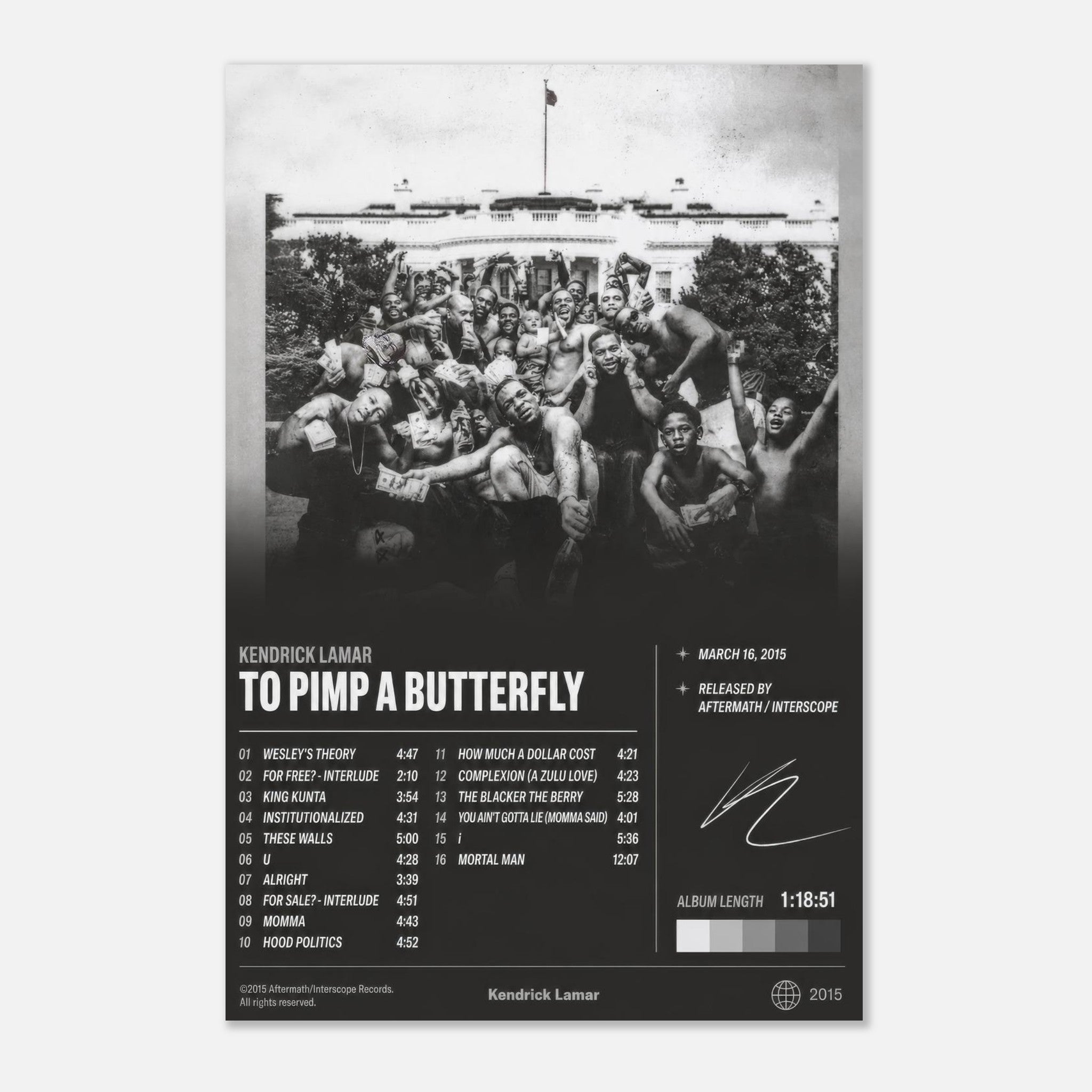 To Pimp a Butterfly poster styled on a wall