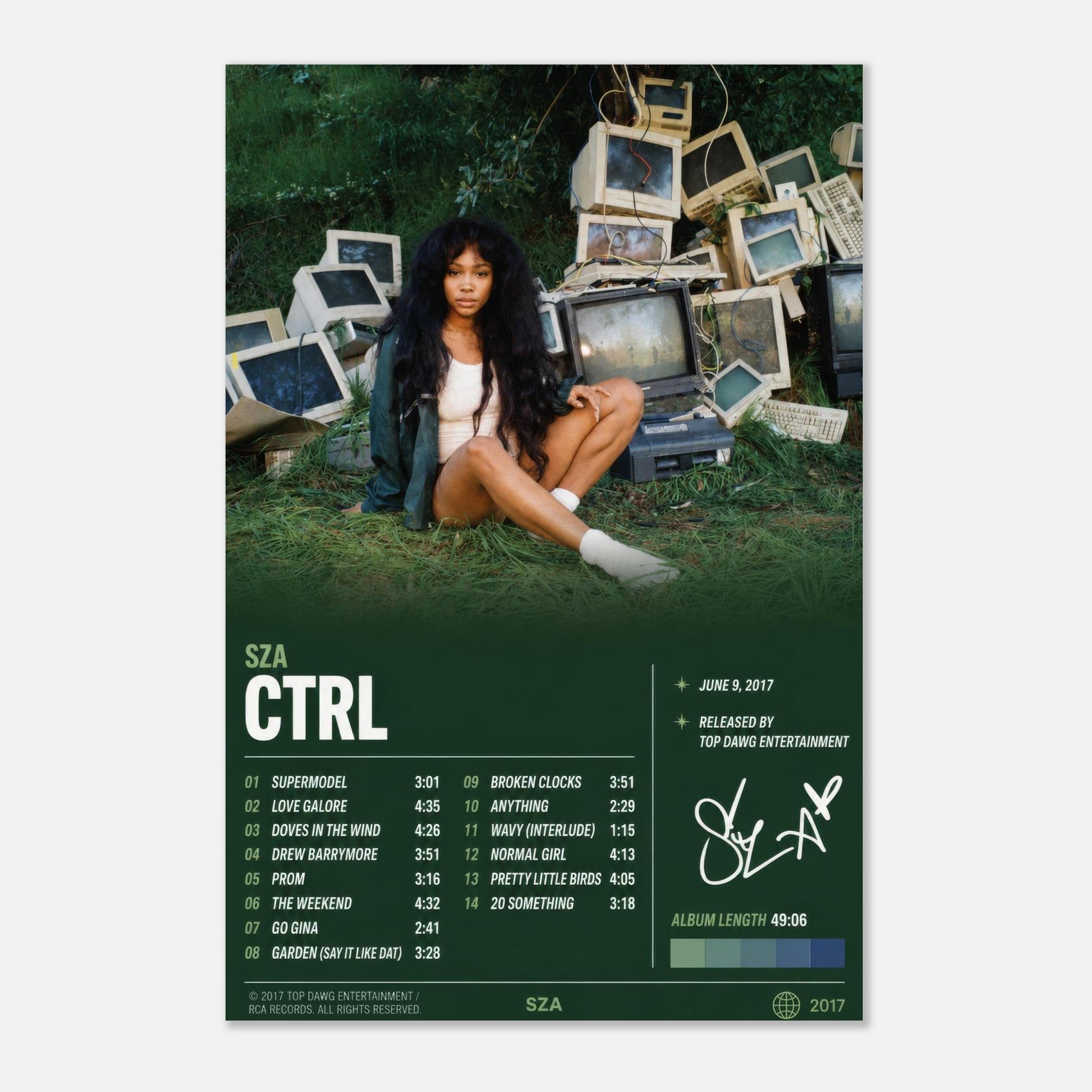 CTRL poster framed in a bedroom
