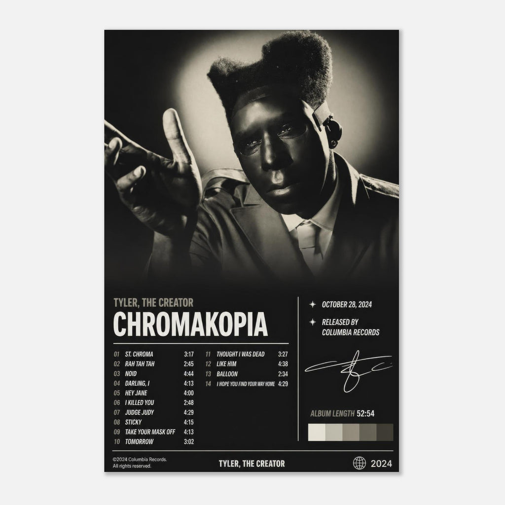 Chromakopia poster styled on a wall