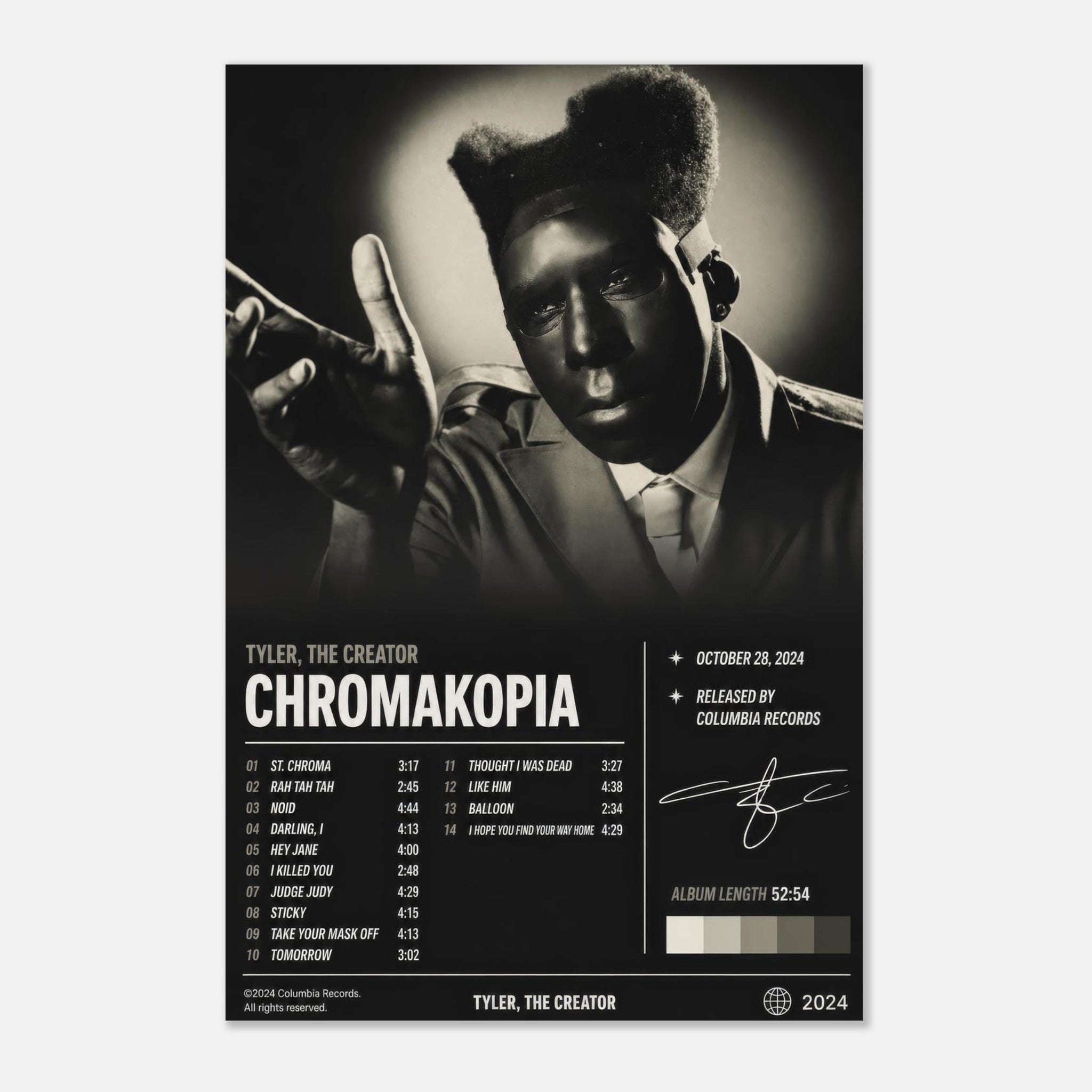 Chromakopia poster styled on a wall