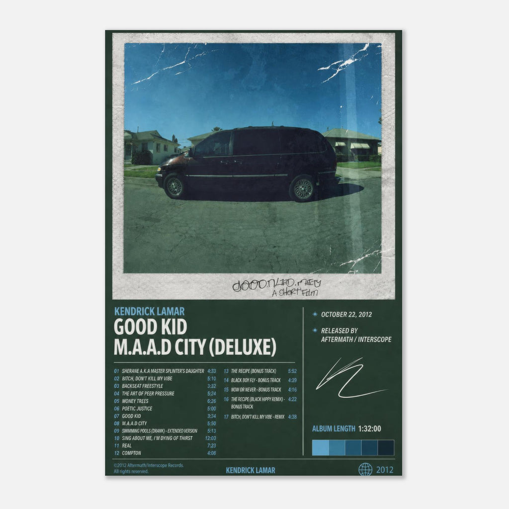 Good Kid, M.A.A.D City poster framed in a bedroom