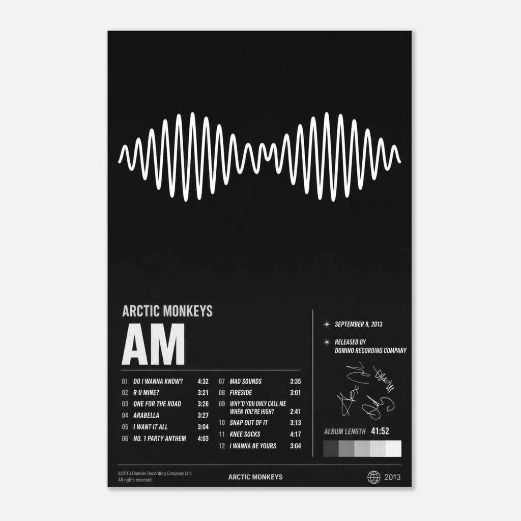 AM poster styled on a wall