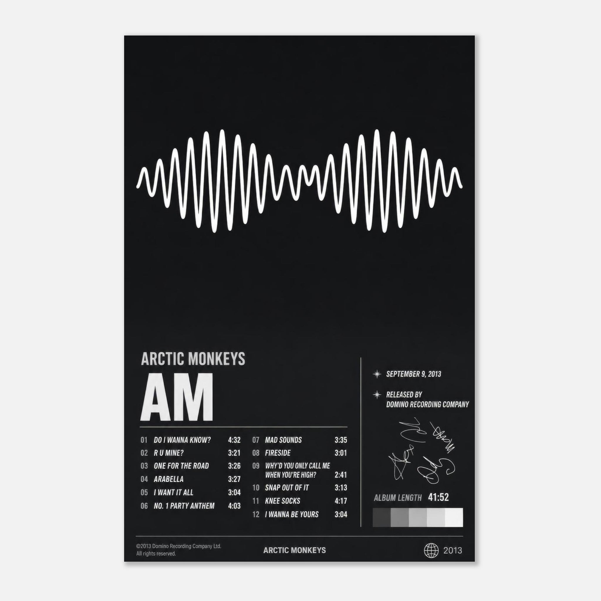 AM poster styled on a wall