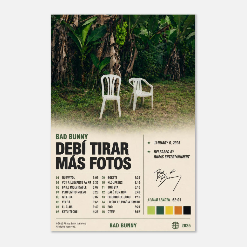 Debí Tirar Más Fotos poster styled on a wall