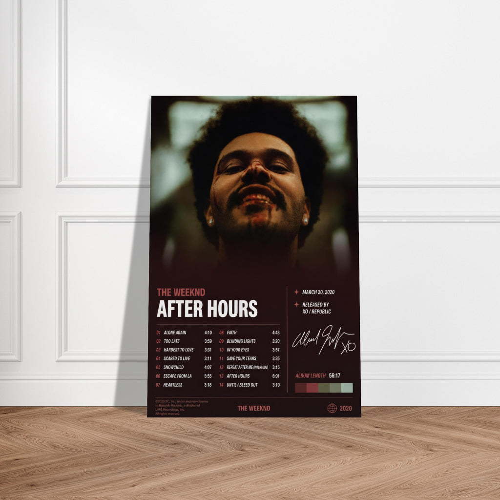 After Hours poster styled on a wall