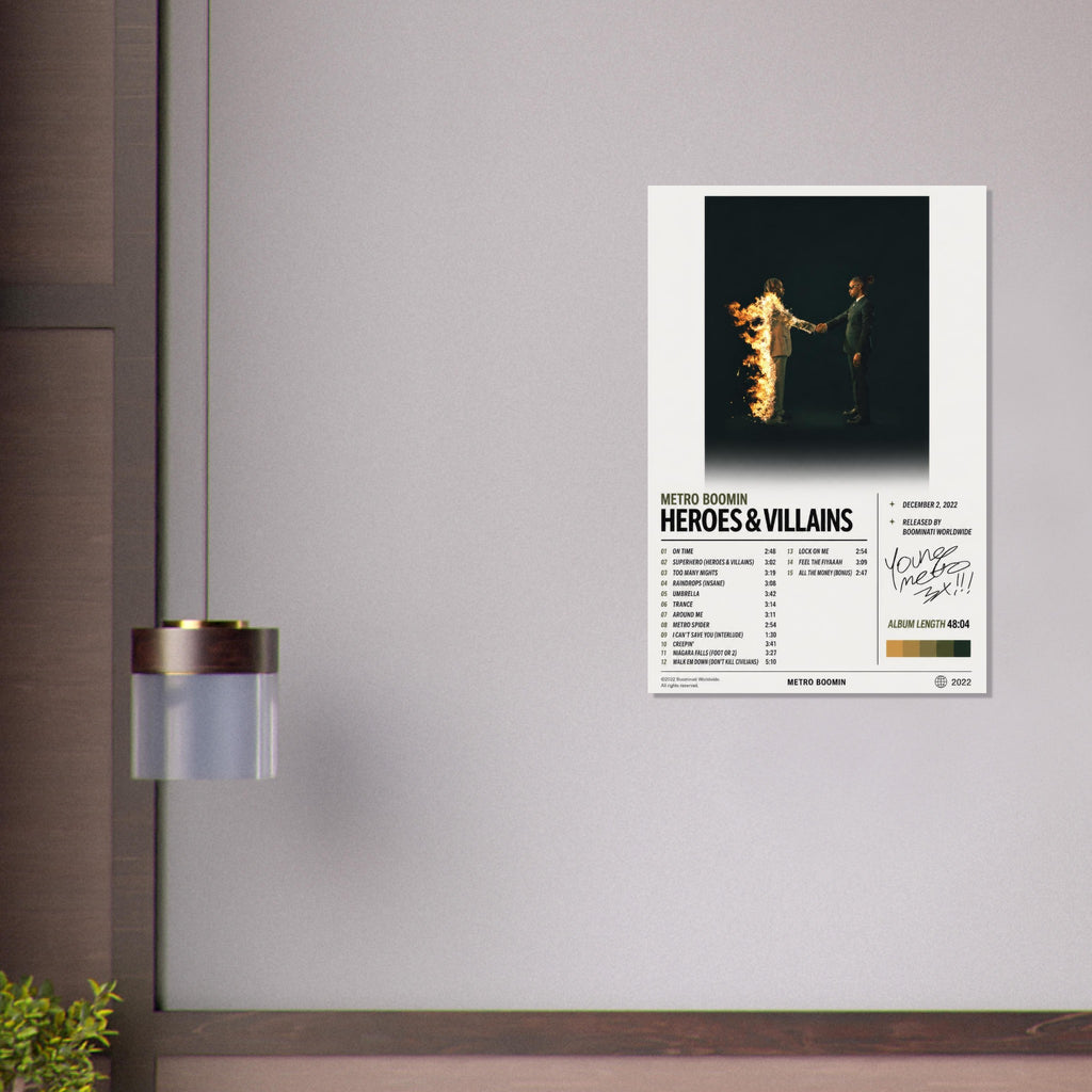 Heroes & Villains poster close-up print detail